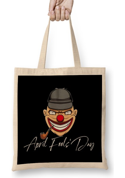 April Fools' Days Clown And Text Bez Çanta Uzun Saplı