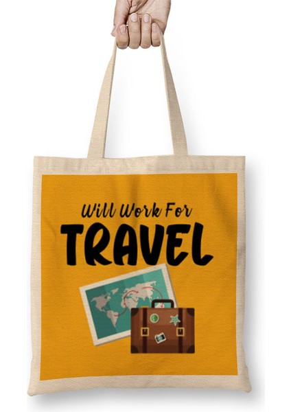 Funny Travel Gift Design Lover-Trippin Wanderlust Journey Adventurer Vacation Bez Çanta Uzun Saplı