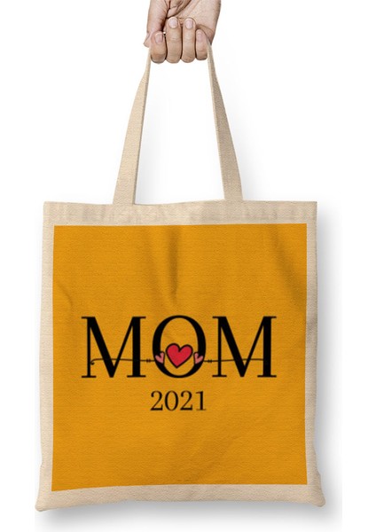 Love Mom Mothers Day 2021 Bez Çanta Uzun Saplı
