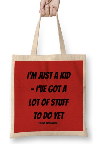 Clint Eastwood Quotes Gift - Vintage Retro Rainbow Style Bez Çanta Uzun Saplı