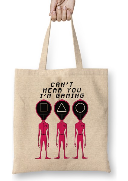 Can't Hear You I'm Gaming Minecraft Bez Çanta Uzun Saplı