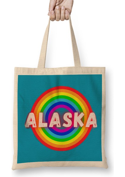 Alaska Vintage Retro Rainbow Style Bez Çanta Uzun Saplı