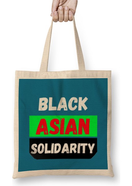Black Asian Solidarity Stop Aapı Hate Bez Çanta Uzun Saplı