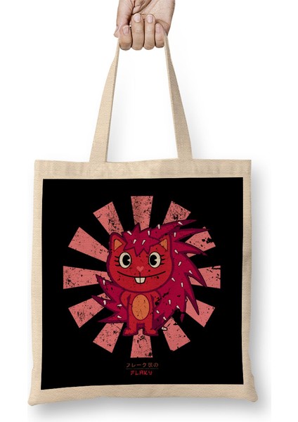 Flaky Retro Japanese Happy Tree Friends Bez Çanta Uzun Saplı