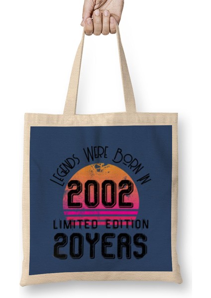 2002 Birthday Gift - Made, Born In 2002 Gift - 20RD Birthday Gift Vintage Style Bez Çanta Uzun Saplı
