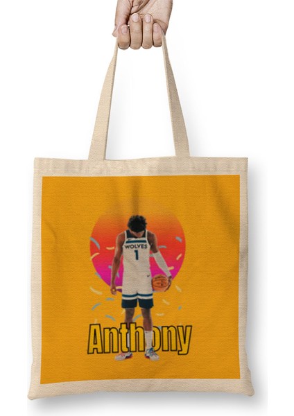 Anthony Edwards Vintage Art - Legend Basketball Gift Bez Çanta Uzun Saplı