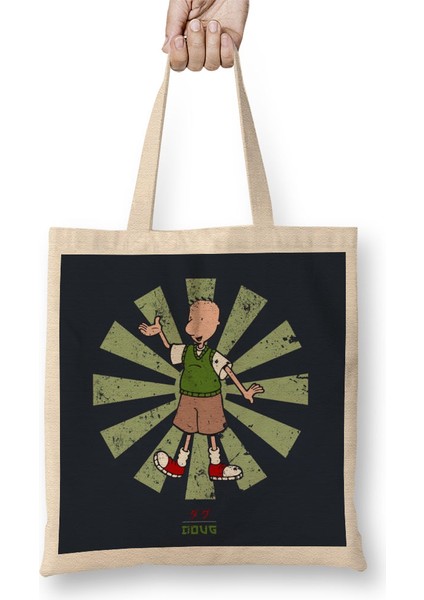 Doug Retro Japanese Bez Çanta Uzun Saplı