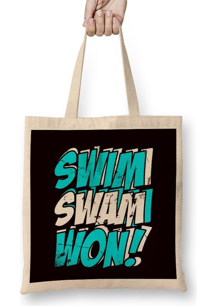 Funny Swim Swam Won Swimmer Swimming Pool Instructor Coach Bez Çanta Uzun Saplı