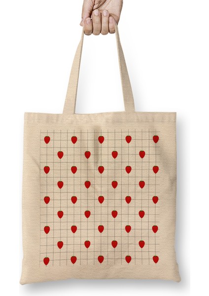 Strawberry Strawberries Retro Bez Çanta Uzun Saplı