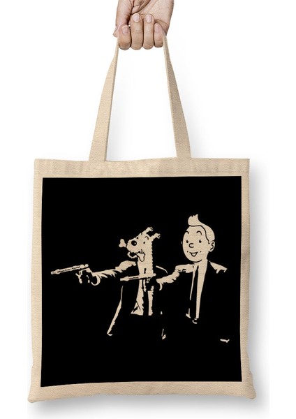 Tin Tin And Snowy Pulp Fiction Bez Çanta Uzun Saplı