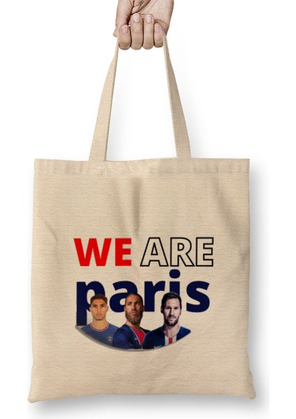 We Are Parıs Leo Messi Hakımı Ramos Psg Bez Çanta Uzun Saplı