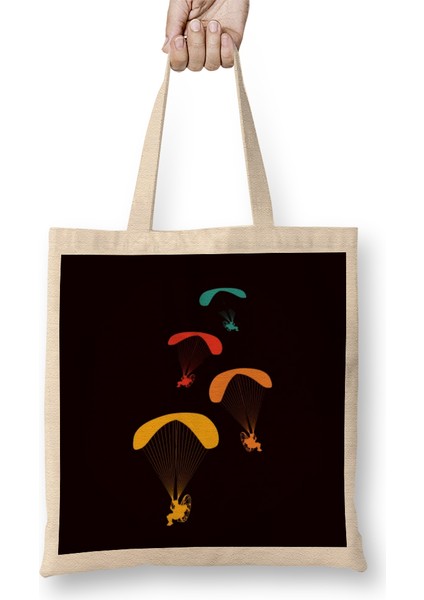 Vintage Paramotor Pilot Retro Paramotoring Ppg Hang Gliding Bez Çanta Uzun Saplı