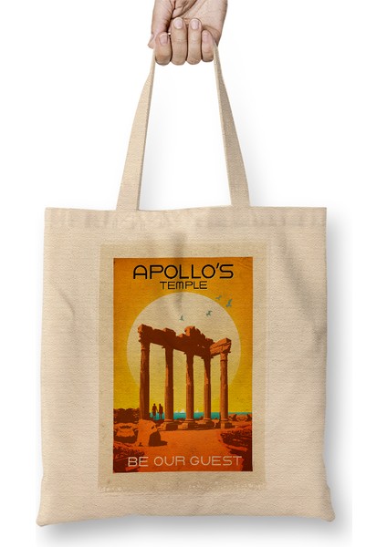 Apollon Tapınağı Bez Çanta Uzun Saplı