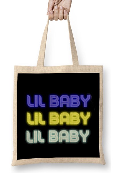 Lil Baby Logo Merch Bez Çanta Uzun Saplı