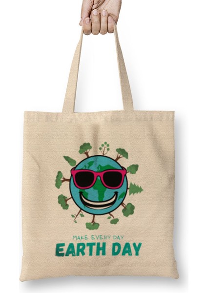 Make Every Day Earth Day 2021 Bez Çanta Uzun Saplı