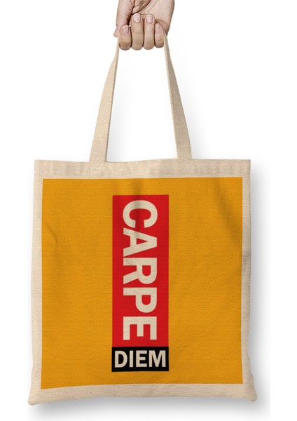 Carpe Diem Seize The Day Bez Çanta Uzun Saplı