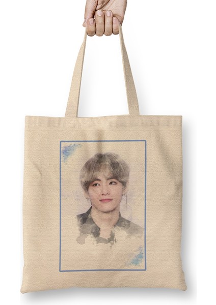 Bts Tae Watercolor Bts Army Kpop Gift BT21 Bez Çanta Uzun Saplı