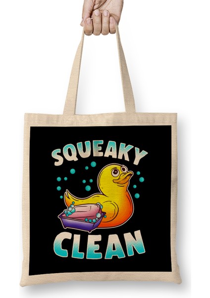 Cute Squeaky Clean Rubber Duck Bath Time Duckling Bez Çanta Uzun Saplı