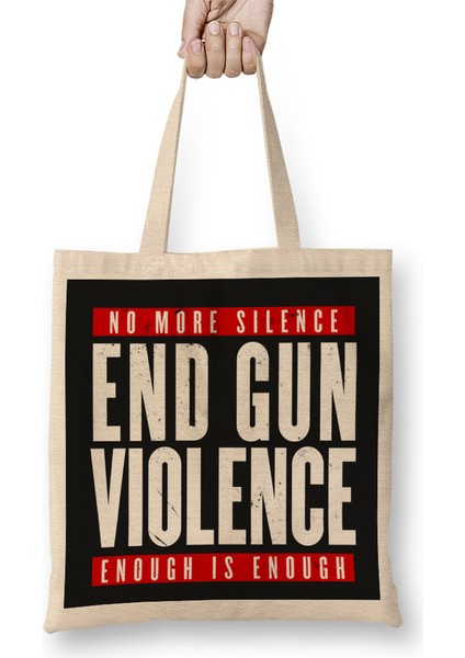 End Gun Violence Bez Çanta Uzun Saplı