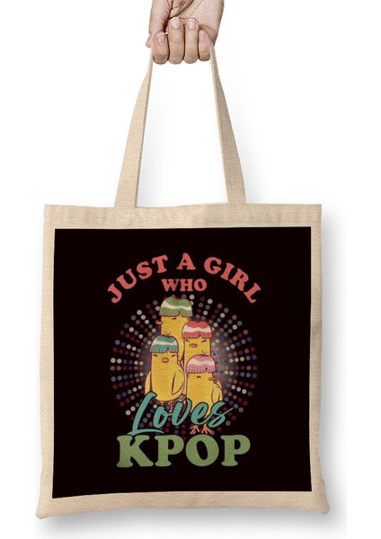 Girl Who Loves Korean Pop Music K-Pop Korea Birds Singers Bez Çanta Uzun Saplı