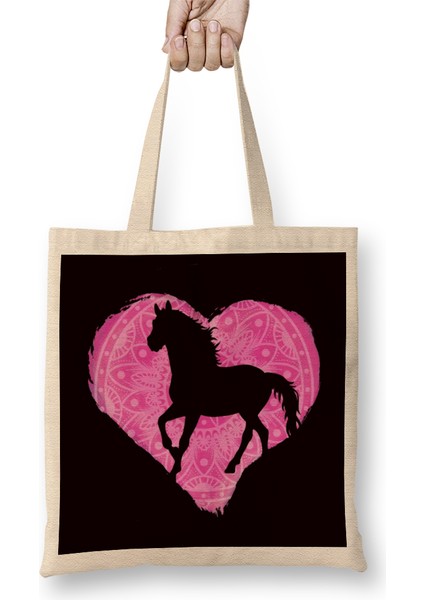 Heart Horse Fan Horses Riding Equestrian Sport Horseshoe Bez Çanta Uzun Saplı