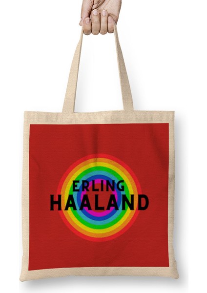 Erling Haaland - Vintage Retro Rainbow Style Bez Çanta Uzun Saplı