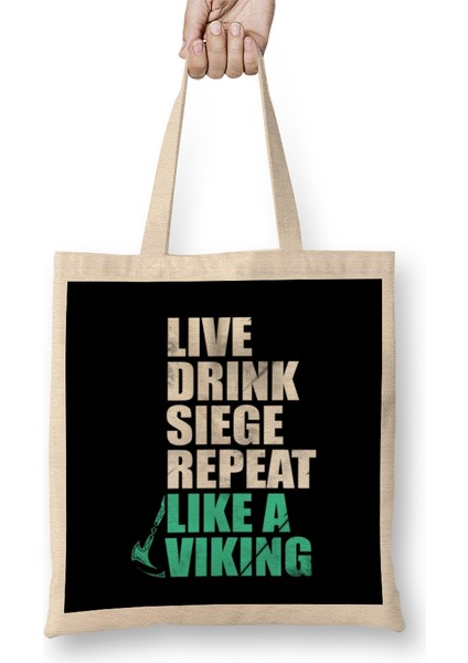 Assassins Creed Valhalla Viking Life Motto Bez Çanta Uzun Saplı