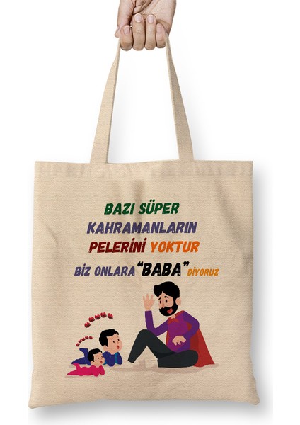 Babalar Günü Babaya Hediye 041 Bez Çanta Uzun Saplı