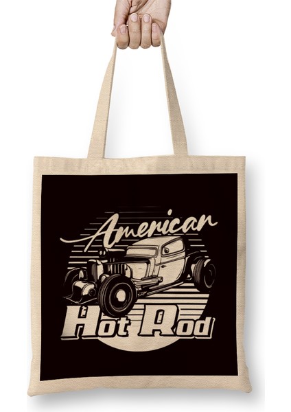 Hot Rod American Classic Old Cars Automobile Muscle Garage Bez Çanta Uzun Saplı