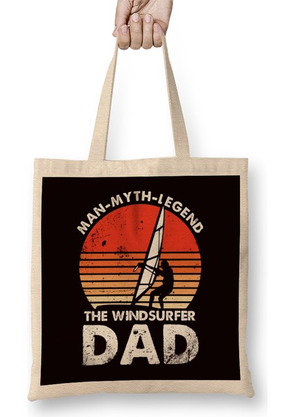 Man Myth Legend Windsurfer Dad Windsurfing Surfboard Wave Bez Çanta Uzun Saplı