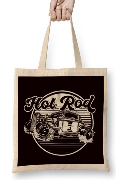 Classic Old American Cars Hot Rod Automobile Speed Vehicle-1 Bez Çanta Uzun Saplı