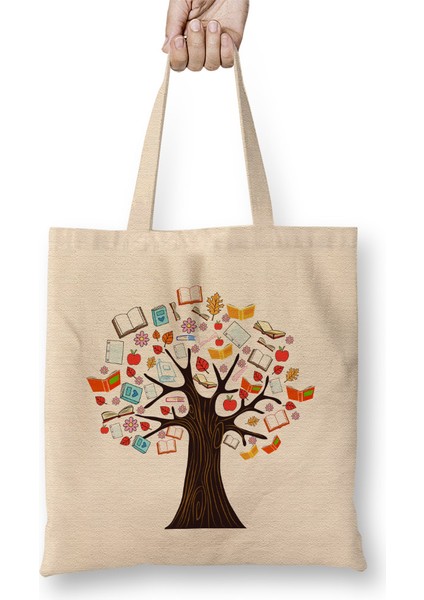 Öğretmenler Günü Öğretmene Hediye 05 Bez Çanta Uzun Saplı