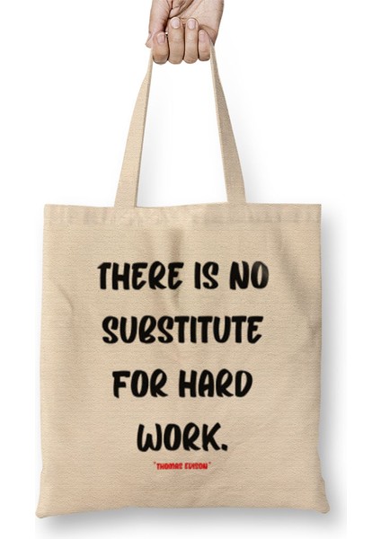 Thomas Edison Quotes-Motivation Quotes - Entrepreneurs Inspiration Success Work Gifts Bez Çanta Uzun Saplı