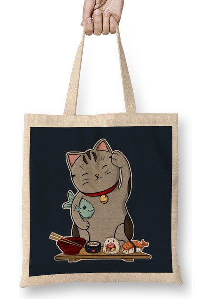 Sushi Cat Lucky Kedi Bez Çanta Uzun Saplı