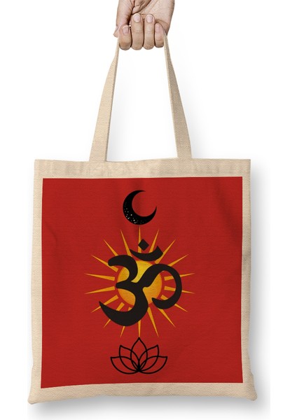 Sunny Ohm Moon And Lotus Ohm Symbol Bez Çanta Uzun Saplı