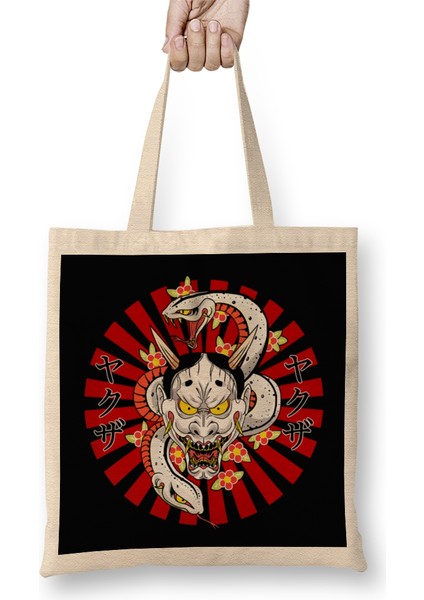 Yakuza Snake And Mask Bez Çanta Uzun Saplı