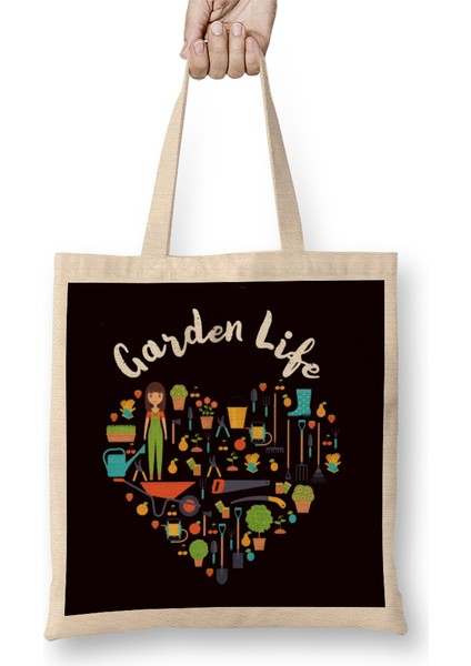 Garden Life Gardening Tools Heart Gardener Lady Landscaper Bez Çanta Uzun Saplı