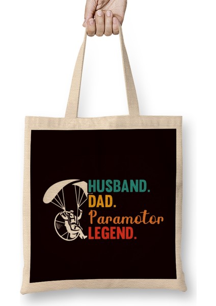 Husband Dad Paramotor Legend Father Paramotoring Ppg Pilot Bez Çanta Uzun Saplı