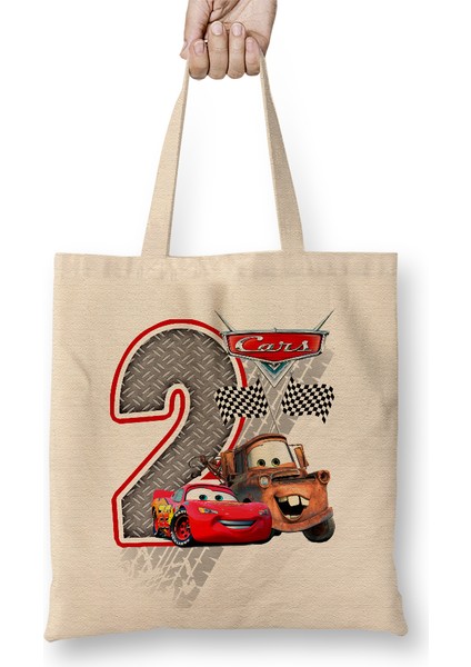 Şimşek Mcqueen 2 Iki Yaş Hediyesi Bez Çanta Uzun Saplı