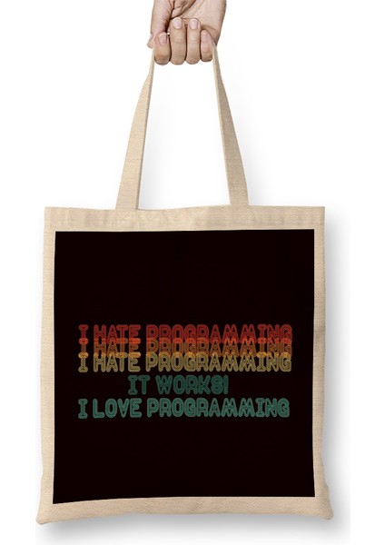 Programming Programmer Software Developer Debugging Coding Bez Çanta Uzun Saplı