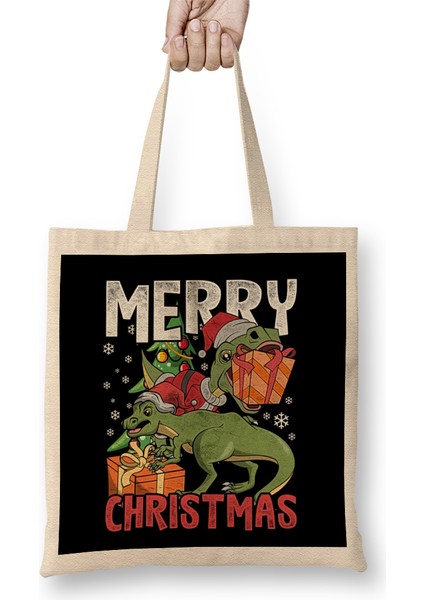 Santa Trex Merry Christmas Funny Xmas Bez Çanta Uzun Saplı
