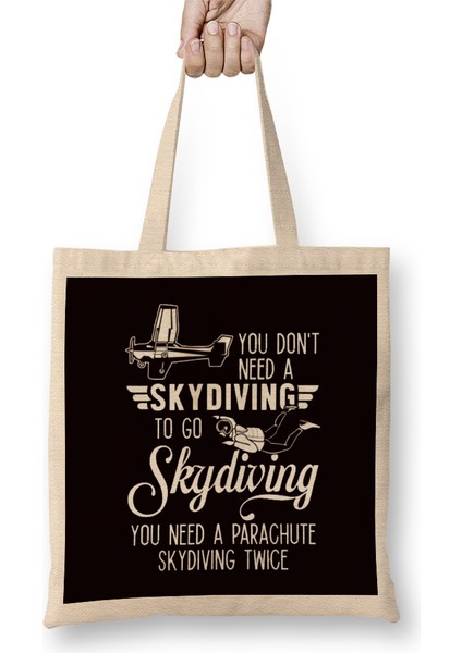 Skydiving Parachuting Skydiver Parachute Free Fall Airplane Bez Çanta Uzun Saplı