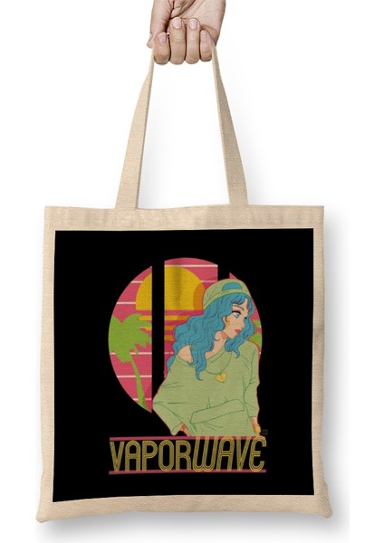Vaporwave Girl Bez Çanta Uzun Saplı