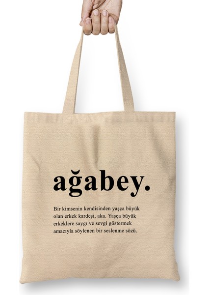 Ağabey Abiye Hediye Bez Çanta Uzun Saplı