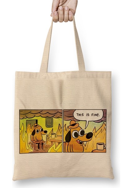 This Is Fine Bez Çanta Uzun Saplı