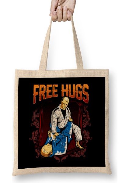Free Hugs Bjj Jiu Jitsu Pun Awesome Martial Arts Bez Çanta Uzun Saplı