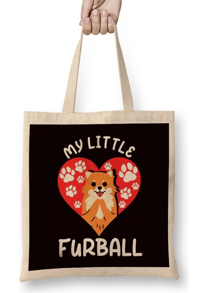 Little Fur Ball Pomeranian Pommy Pom Dog Breed German Spitz Bez Çanta Uzun Saplı