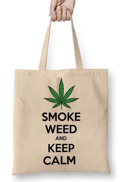 Smoke Weed And Keep Calm Connect Bez Çanta Uzun Saplı