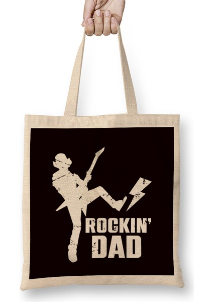 Rocking Dad Heavy Metal Daddy Papa Father Stepdad Husband Bez Çanta Uzun Saplı