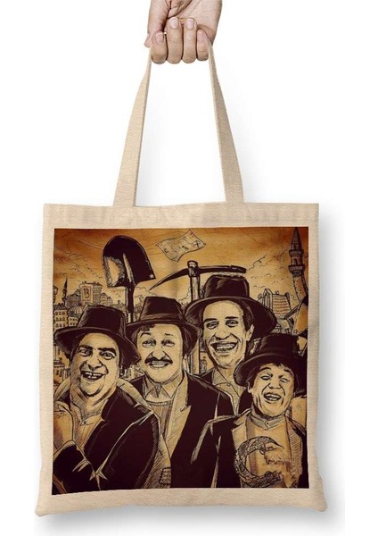 Zeki Müren Illustrasyon Bez Çanta Uzun Saplı